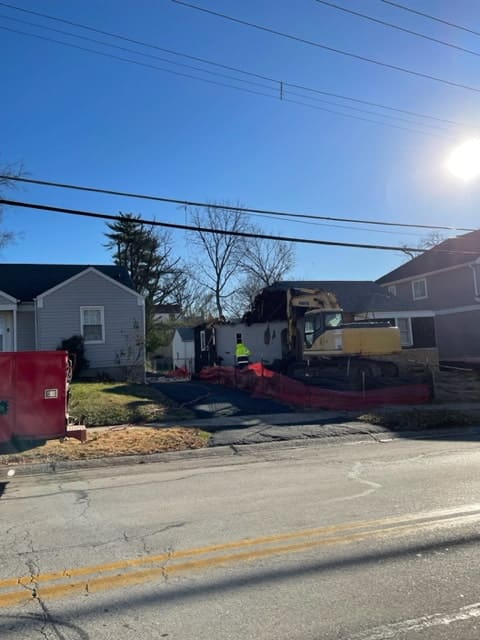 Hilltop House demolition during the process